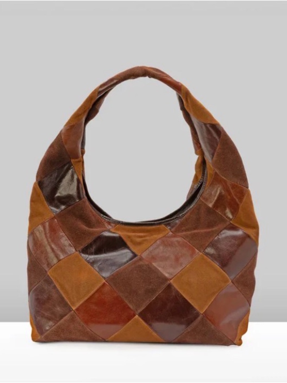 NWT Lodi’s Piece Train Hobo Patchwork Bag Multi Leather & Suede Chestnut